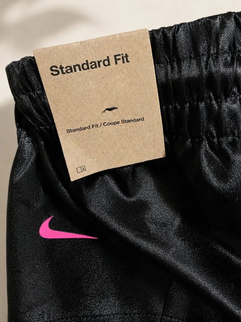 Nike HM7710-010 Black Satin Basketball Shorts Pink Swoosh Women’s M NWT - Picture 4 of 10